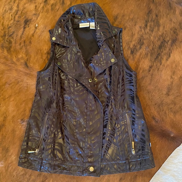 Zenergy by Chicos Brown Zebra Vest - Picture 1 of 5